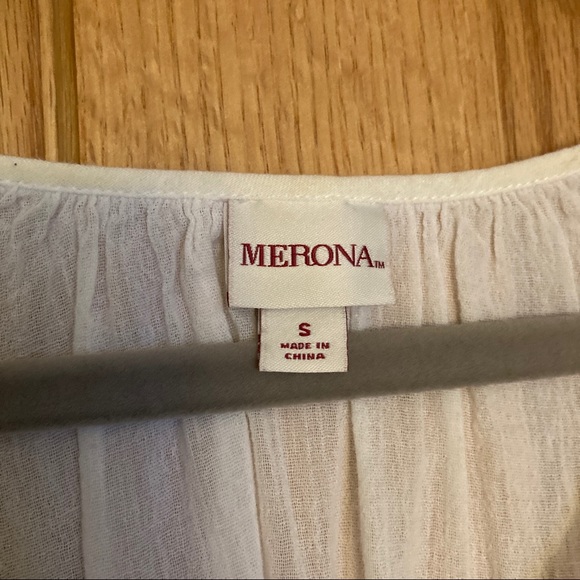 Merona Embroidered Peasant Blouse S - Picture 3 of 4